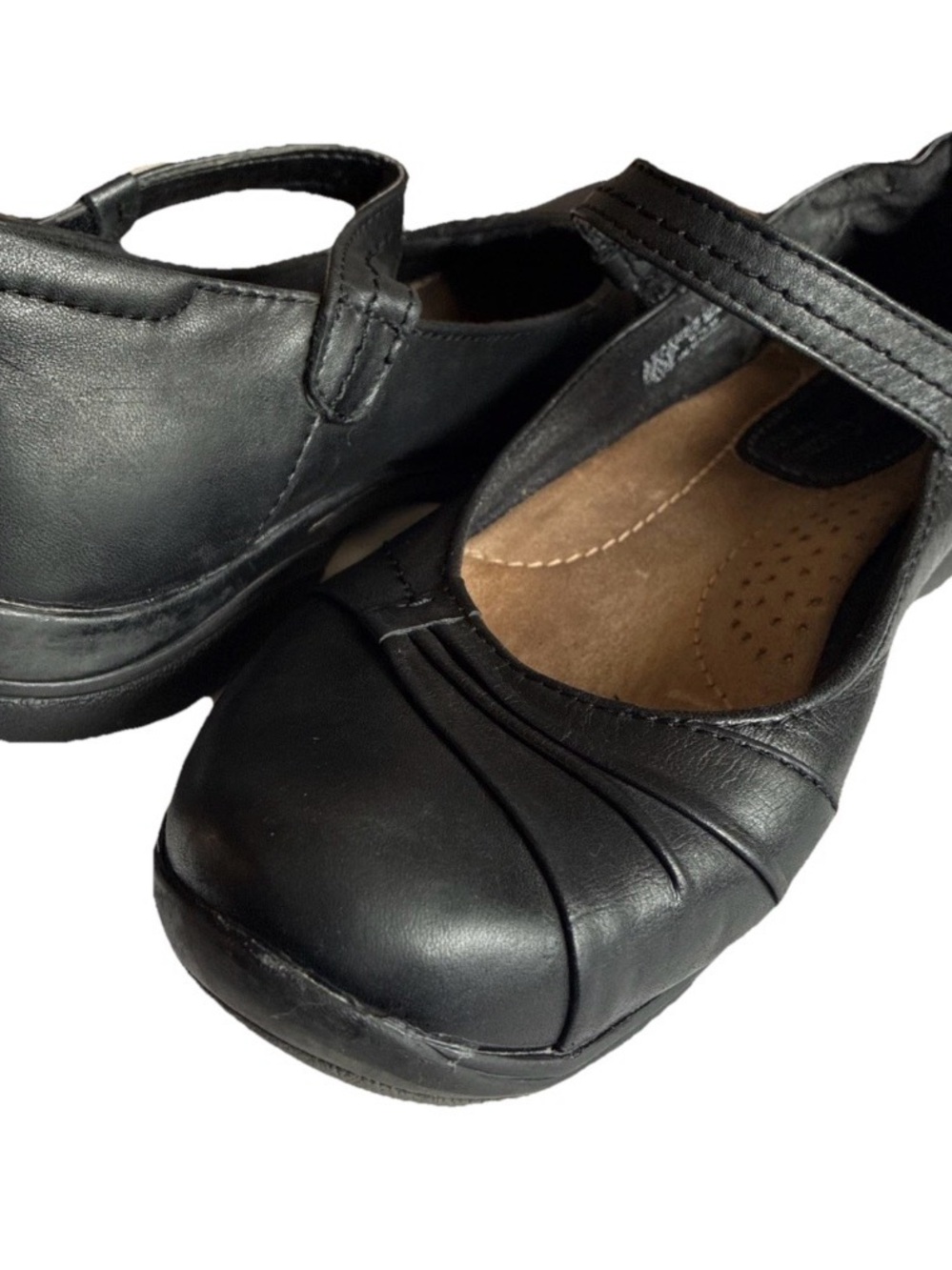 EARTH ORIGINS-Donna Classic Black Leather Mary Jane Cushion Flats Loafers Sz6.5 - Picture 2 of 8